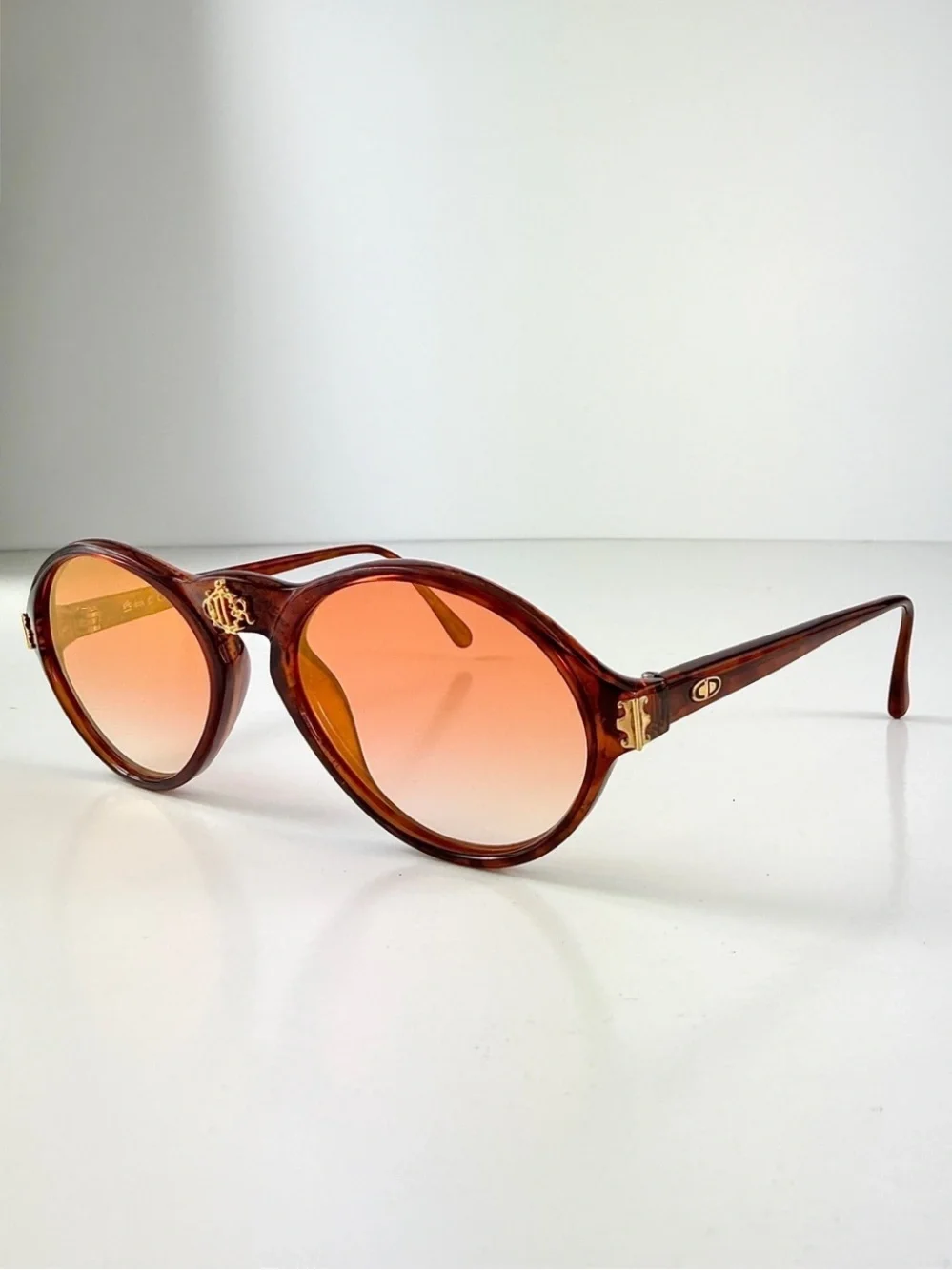 Dior 2635 Insignia DeadStock 80s Rounded Aviator Custom Sunglasses Lens Full Set